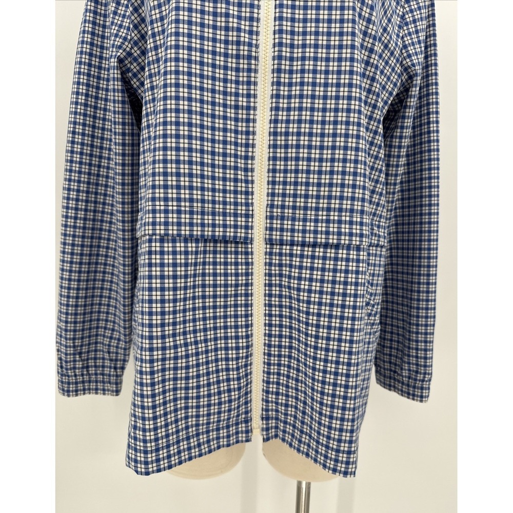 T by Talbots Womens Blue Plaid Lightweight Zip Windbreaker Size Medium Coastal - Picture 3 of 10